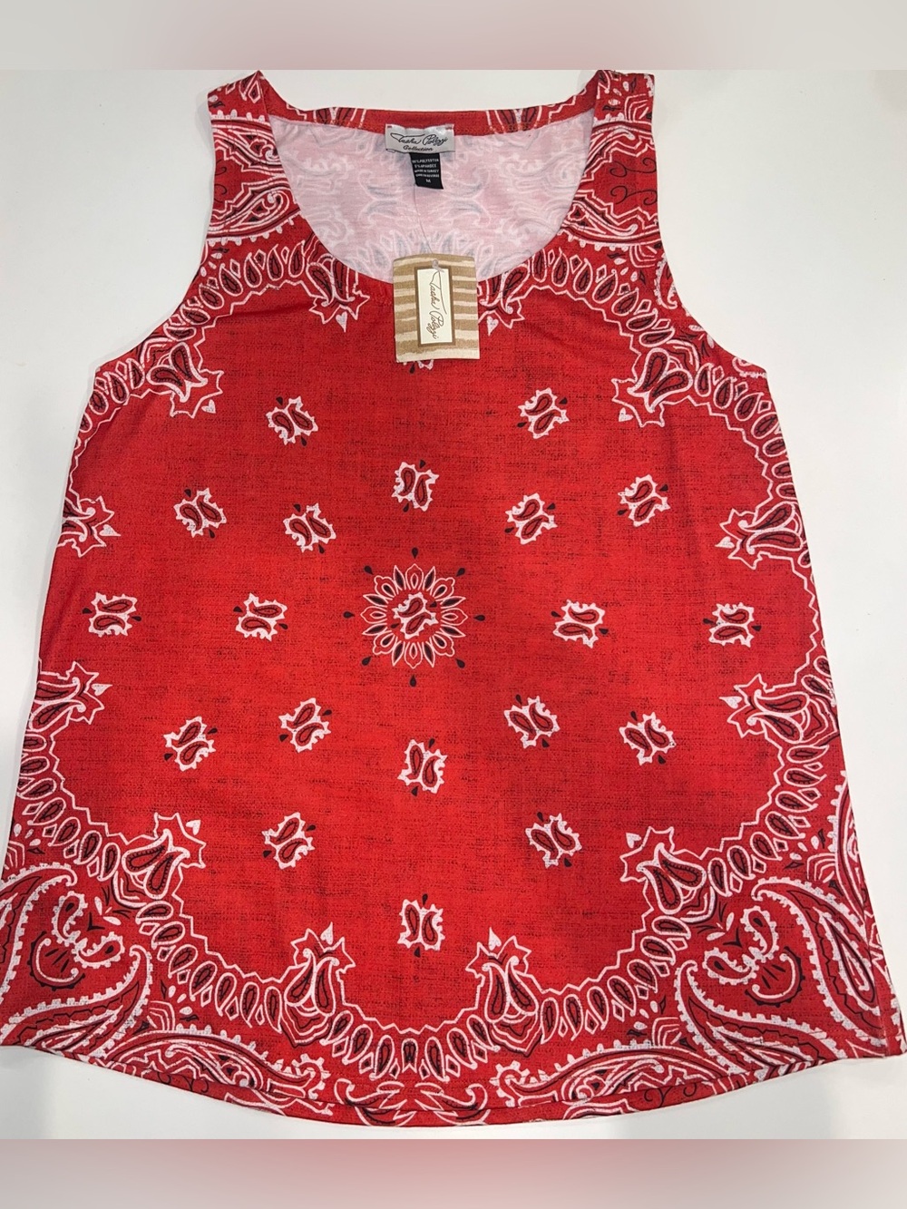 Tasha Polizzi Vintage Red Bandana Print Tank Top NWT